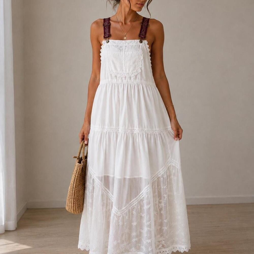 White lace maxi dress with